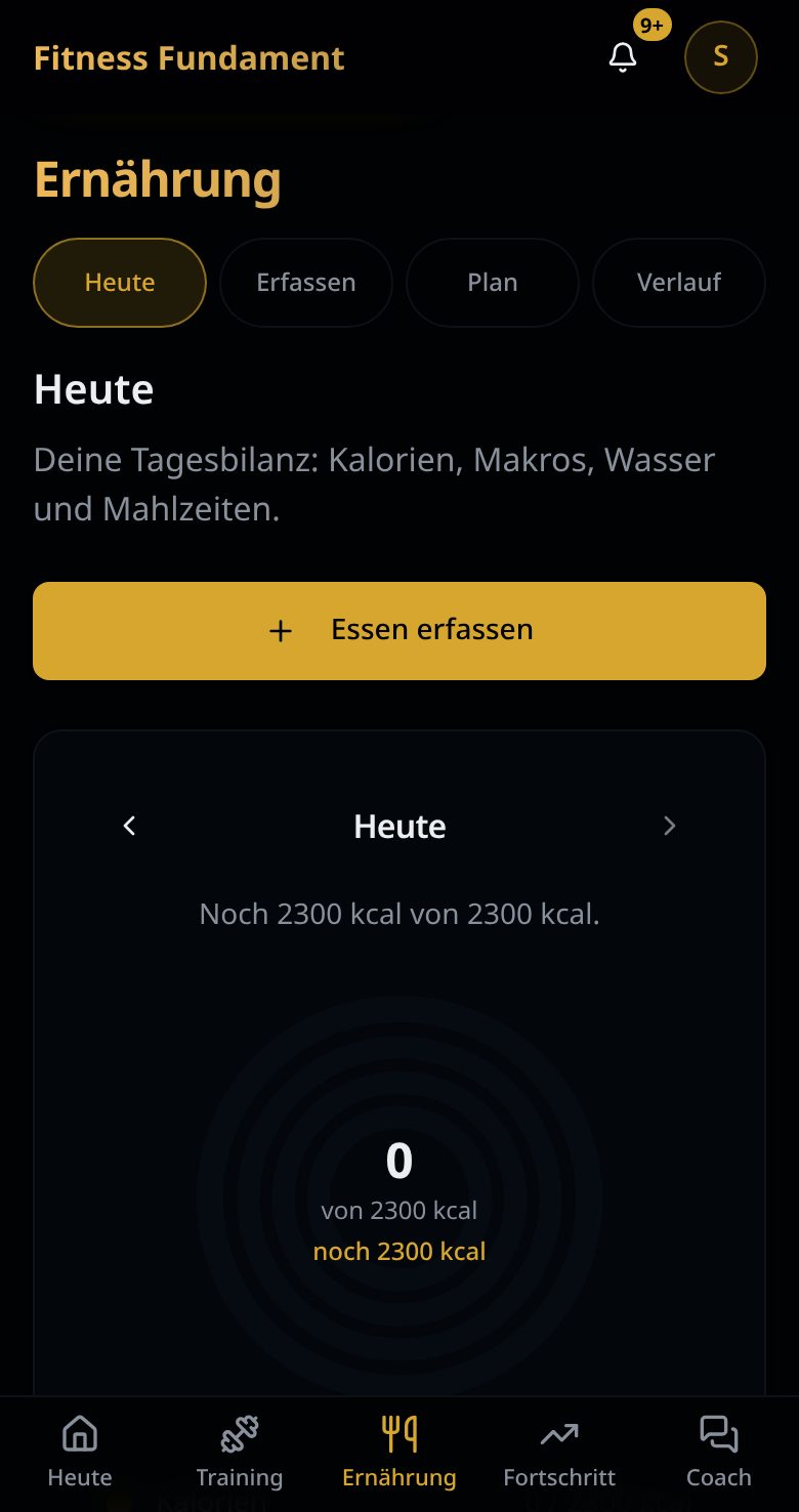App-Ansicht: Ernährung ohne Rechnen